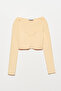 1015 Low-cut Short Sweater-yellow