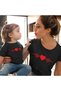 Family t Shirt Mother Daughter Mom and Me Heart Print T-Shirt Cute Tops Lovely Family Clothing