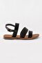 Genuine Leather Women's Sandals Knitted Textured Banded Soft Sole - 4