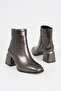 Women's Snake Printed Zippered Heeled Boots - 3