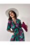 Asur Boutique - Colorful Flower Patterned Viscose Slit Women's Dress - 2