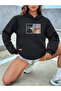 Black Hooded Sweatshirt with God's Hand Print Unisex - 2