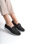 Women's - Crystal Stone Detailed, Lace-up Comfortable Casual Shoes - 2