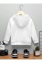 Girl's Hooded White Heart Panda Printed Sweatshirt - 2