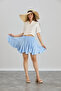Baby Blue Mini Skirt with Elastic Waist - 2