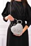 Women's Heart Stoned Silver Evening Bag - 4