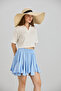 Baby Blue Mini Skirt with Elastic Waist - 5
