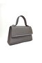 Women's gray satin mini evening bag with silver stone accessories