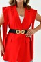 Geometric Design - Black Faux Leather and Gold Buckle Belt 1507