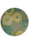 Mira Round Blue Green Tones Floral Patterned Woven Base Decorative Carpet 5755 - 2