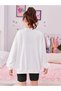 Girl's Colorful Daisies Printed White Crew Neck Sweatshirt - 3