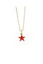 Women's Red Enamel Gold Star Necklace - 2