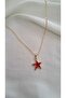 Women's Red Enamel Gold Star Necklace
