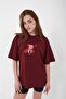 Unisex Oversize Osaka Printed Claret Red T-shirt