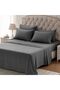 Hotel White Double Striped Cotton Satin Duvet Cover Set - Luxury - 4