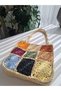 Straw Colored Motif Handbag Hand Knitted - 9