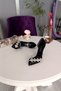 Black Satin 11 Cm Side Transparent Star Stone Heeled Stiletto Women's Shoes - 3