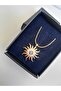 Women's Gold Zircon Stone Sun Necklace - 2