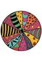 Mira Round Multicolored Shapes Woven Base Decorative Carpet 5768 - 2