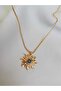 Women's Gold Zircon Stone Sun Necklace