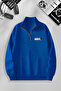Marvel Logo Printed Unisex Basic Pullover Sweatshirt - Half Zipper, Stand Collar
