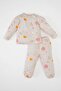 Dfc - Baby Girl Long Sleeve Patterned Combed Cotton Pajama Set