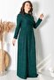 Silvery Stone Print Detailed Evening Dress Green Tbs2424 - 4