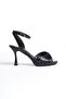 CROSS-BANDED METALLIC BLACK THIN HEEL SANDALS SHOES - 3