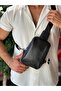 Men's Shoulder Bag Cross Chest and Backpack Body Bag Black Vegan Leather Etn-72-S - 6