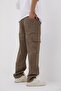 Men's Cargo Pocket Camel Baggy Pants - 5