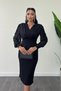 Crepe Fabric Sleeves Tulle Pencil Dress - Black - 3