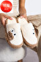 New Season Women's Frog Figured Silent Sole Plush House Slippers