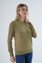 Olive 100% Organic Cotton Crew Neck Knitwear Sweater Blouse - 2