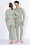 Unisex Cotton Thermal Suit |   Raised Thermal Underwear Green - 3