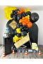 65 Black Yellow Orange Balloons - Construction Themed Chain, Birthday with Machinery