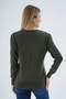 Khaki 100% Organic Cotton Crew Neck Knitwear Sweater Blouse - 5