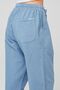 Women's Sky Blue High-Waisted Elastic-Waist Linen-Look Cotton Ankle-Length Pants - 8