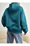 Women's Petrol Blue Malibu Printed Hooded 3 Thread Kangaroo Pocket Oversize Sweatshirt - 2