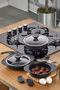 طقم مقالي Granit Plus من 3 قطع بمقبض سيليكون، باللون الأسود - 3521 - 4