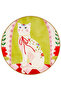 Green Theme Cat and Flower Patterned Round Woven Base Modern Decorative Carpet 6111 - 3
