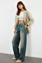 More Sustainable Koyu Mavi Normal Bel Loose Baggy %100 Pamuk Non-Stretch Jeans TWOAW25JE00140 - 6