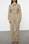Khaki Pocket Detailed Pleated Denim Jumpsuit Twoaw25Tu00015 - 3