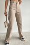 Penolope Women's Lycra Free Wide Leg Beige Palazzo Jean Trousers - 2