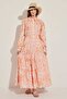 SOFT FLORAL LINEN DRESS - ORANGE - 2