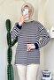 Ma152 Model Striped Navy Blue Tunic