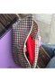 Brown Gingham Washable Zippered Single Eye Cloth Pen Holder Pencil Case Wallet Makeup Bag - 5