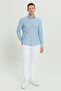 Men's Green 100% Cotton Slim Fit Slim Fit Hidden Button Collar Linen Look Flame Shirt