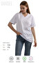 Women's V-Neck Short Sleeve Basic Summer White T-Shirt - 3