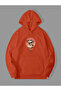 3 Thread Ninja Cat Printed Orange Kangaroo Pocket Hooded Sweatshirt Hoodie