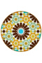 Mira Round Brown Yellow Green Patterned Woven Base Decorative Carpet 5774 - 2